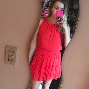 Coral Ruffle Dress